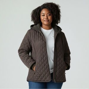 ESPRIT Vintage Retro Quilted Jacket XL 23” p2p Espresso Brown EUC